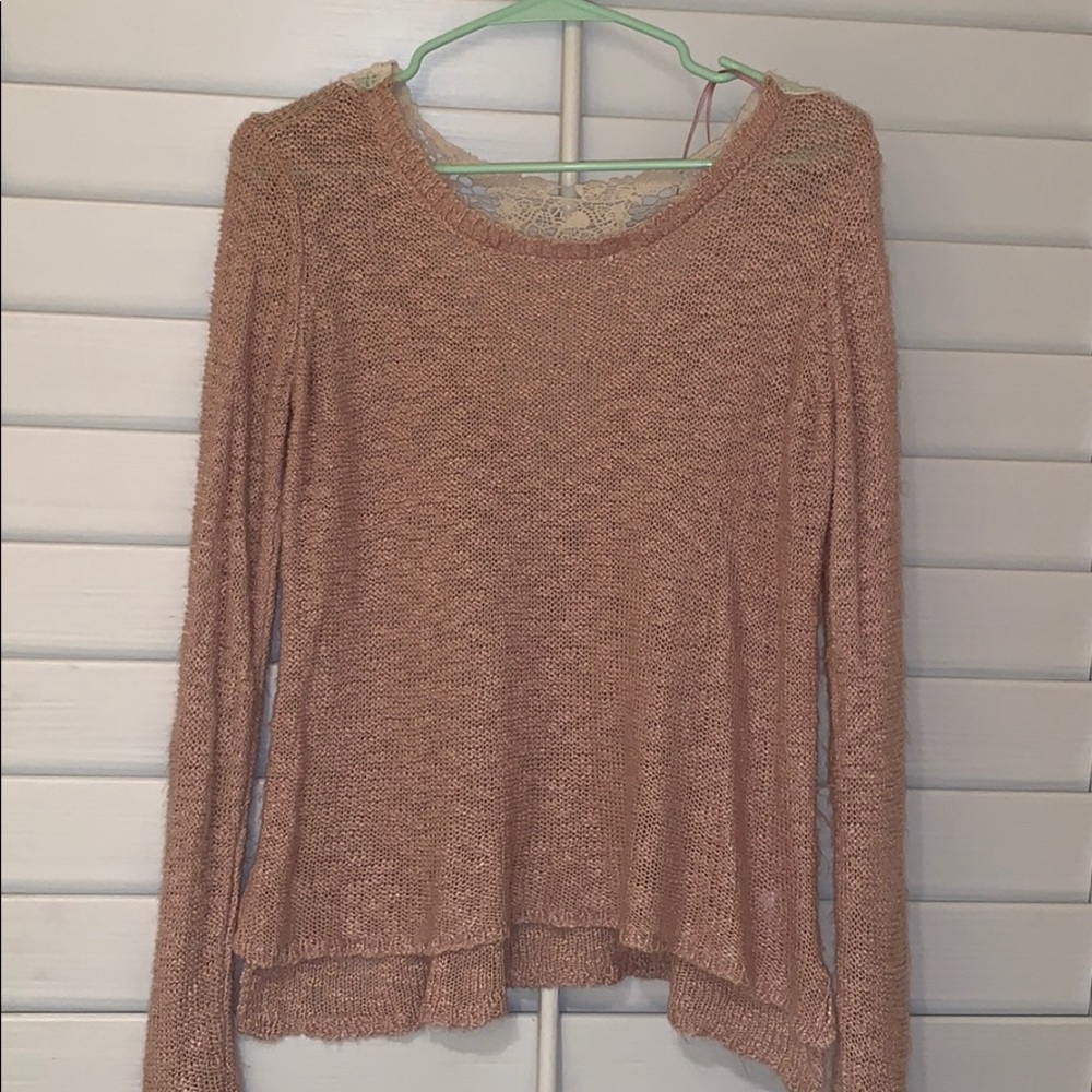 Pink sweater with lace